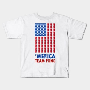 Beer Pong American Flag T shirt 4th of July Merica USA T-Shirt Kids T-Shirt